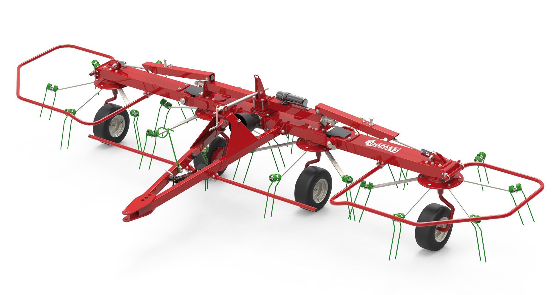 17' Tedder, 4 Rotors Pull Type Hitch - Powered Landscape Rake